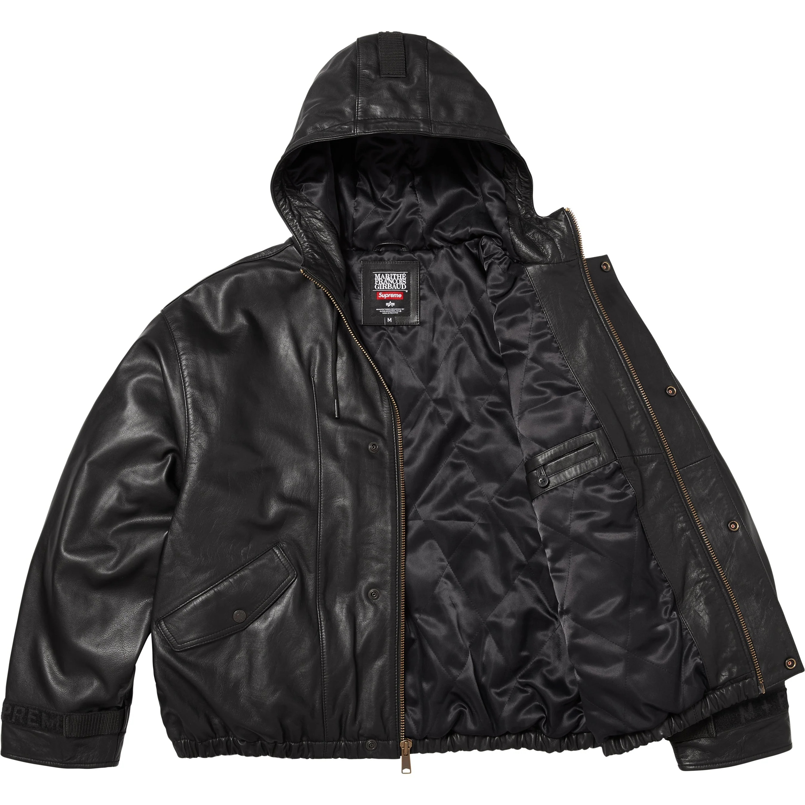 Supreme®/Marithé + François Girbaud Hooded Leather Flight Bomber Jacket view 4